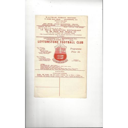 1966/67 Leytonstone v Kingstonian Football Programme