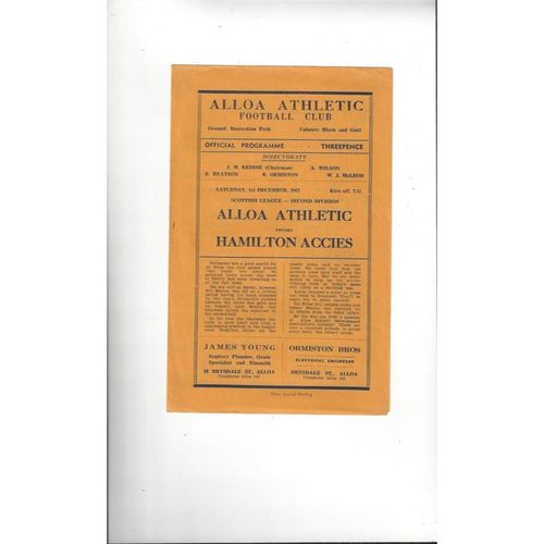 Alloa Football Programmes