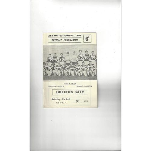 1967/68 Ayr United v Brechin City Football Programme