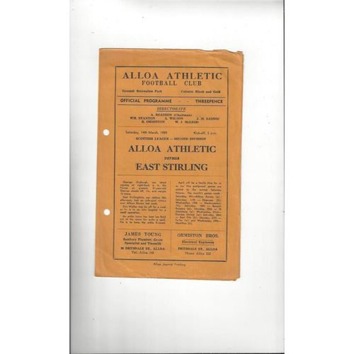 Alloa Football Programmes