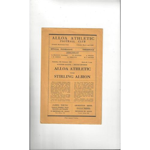 Alloa Football Programmes