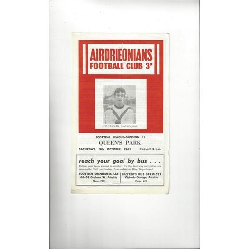 1965/66 Airdrie v Queens Park Football Programme