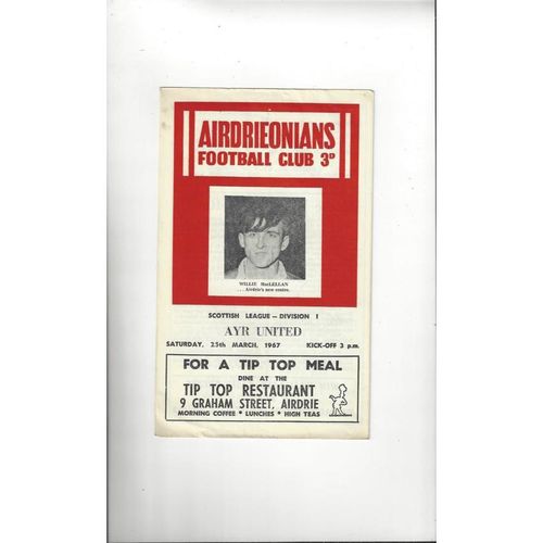1966/67 Airdrie v Ayr United Football Programme