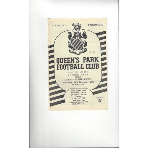 1964/65 Queens Park v Queen of the South Football Programme