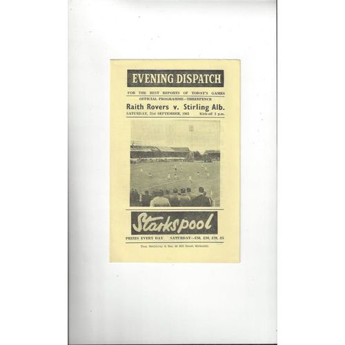 1963/64 Raith Rovers v Stirling Albion Football Programme
