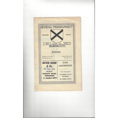 1963/64 St Albans City v Barking Football Programme