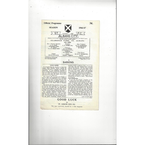 1966/67 St Albans City v Barking Football Programme