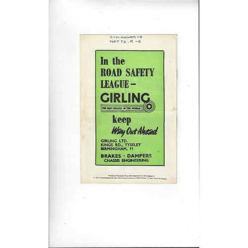 1956/57 Birmingham City v Nottingham Forest Football Programme