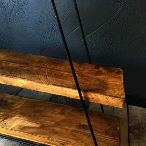 A-frame rustic wooden shelves