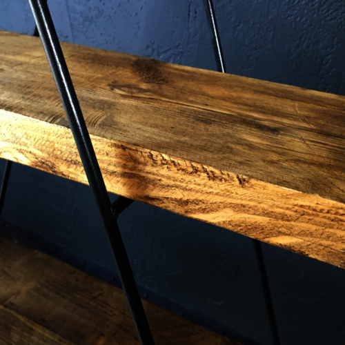 A-frame rustic wooden shelves