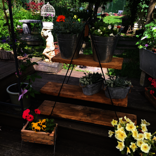 A-frame rustic wooden shelves