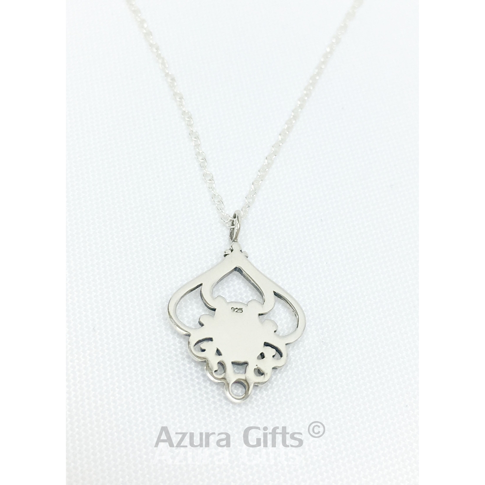 Blue Opal Silver Patterned Earrings & Necklace Set