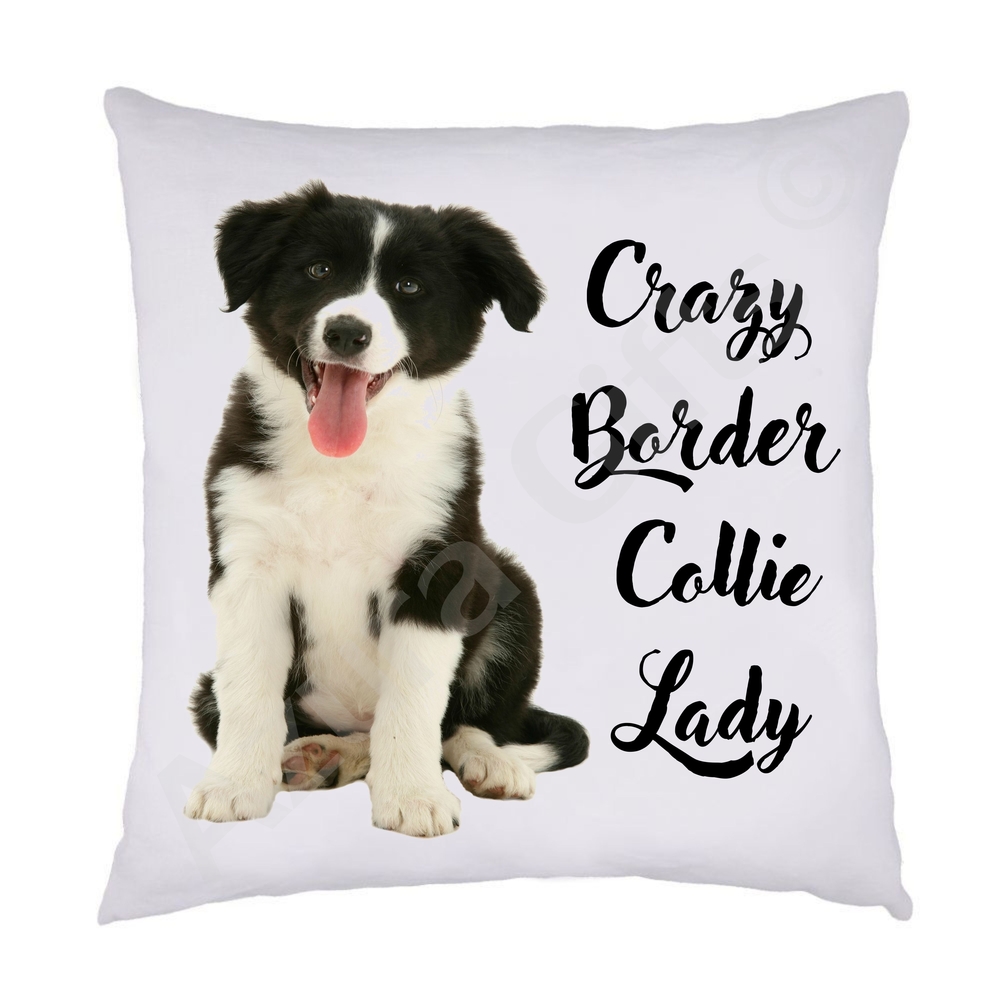 Crazy Border Collie Lady Cushion