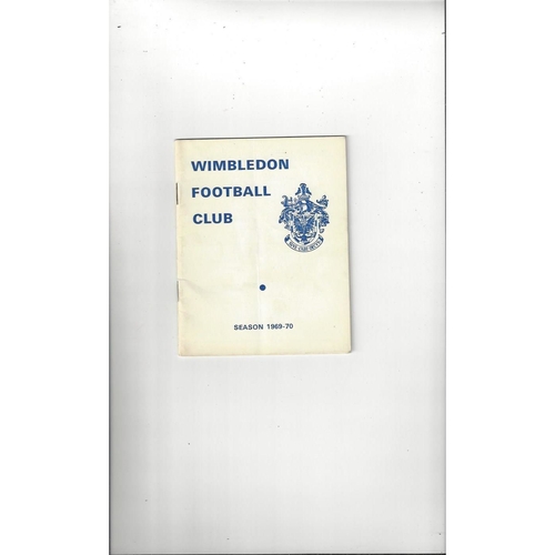 1969/70 Wimbledon v Barking London Challenge Cup Semi Final Football Programme