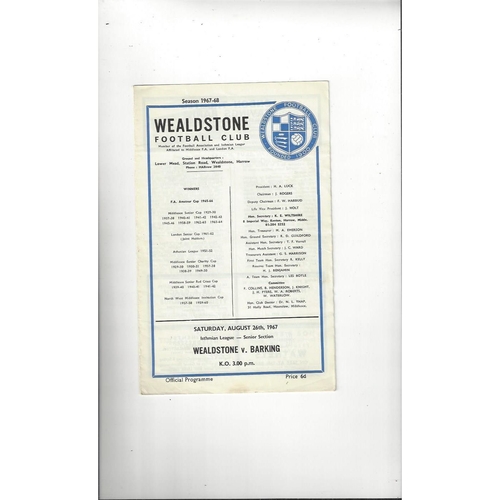 1967/68 Wealdstone v Barking Football Programme