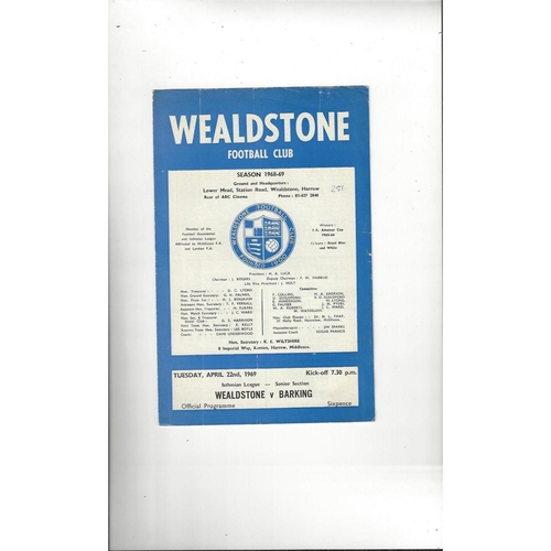 1968/69 Wealdstone v Barking Football Programme