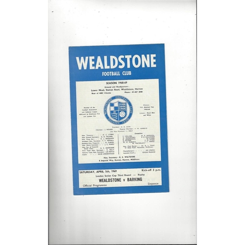1968/69 Wealdstone v Barking London Senior Cup Replay Football Programme
