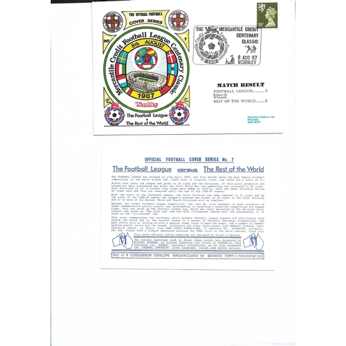 Football League v Rest of the world Football First Day Cover + Insert 1987