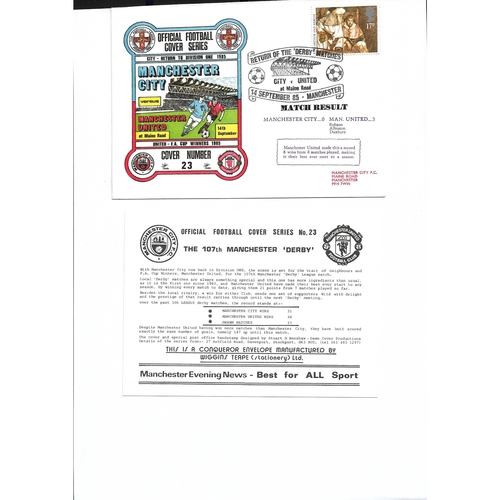 Manchester City v Manchester United Football First Day Cover + Insert 1985