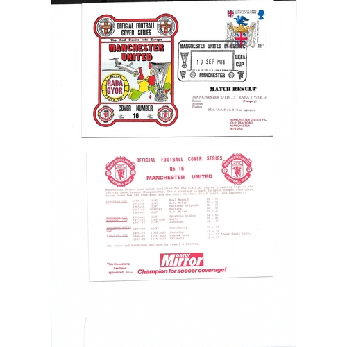 Manchester United v Raba Gyor Football First Day Cover + Insert UEFA Cup 1984