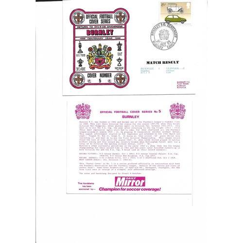 Burnley v Oldham Athletic Football First Day Cover + Insert 1982