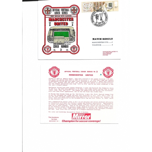 Manchester United v Valencia Football First Day Cover + Insert European Cup Winners Cup 1982