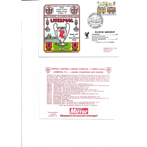 Liverpool v Oulun Palloseura Football First Day Cover + Insert European Cup 1980