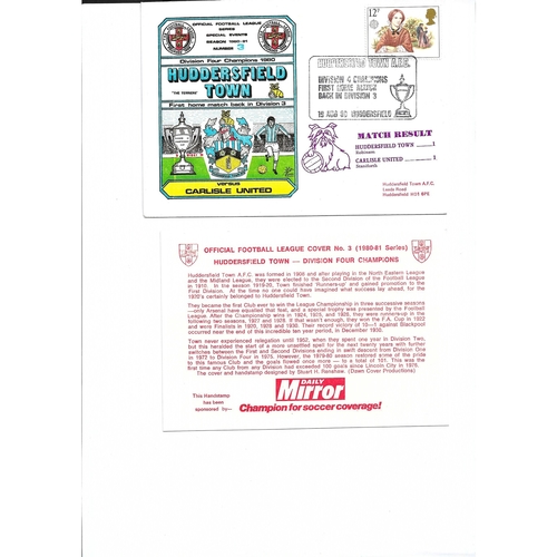 Huddersfield Town v Carlisle United Football First Day Cover + Insert 1980