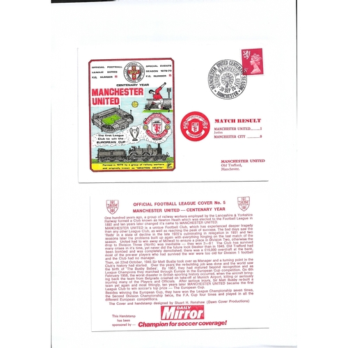 Manchester United v Manchester City Football First Day Cover + Insert Centenary year 1978