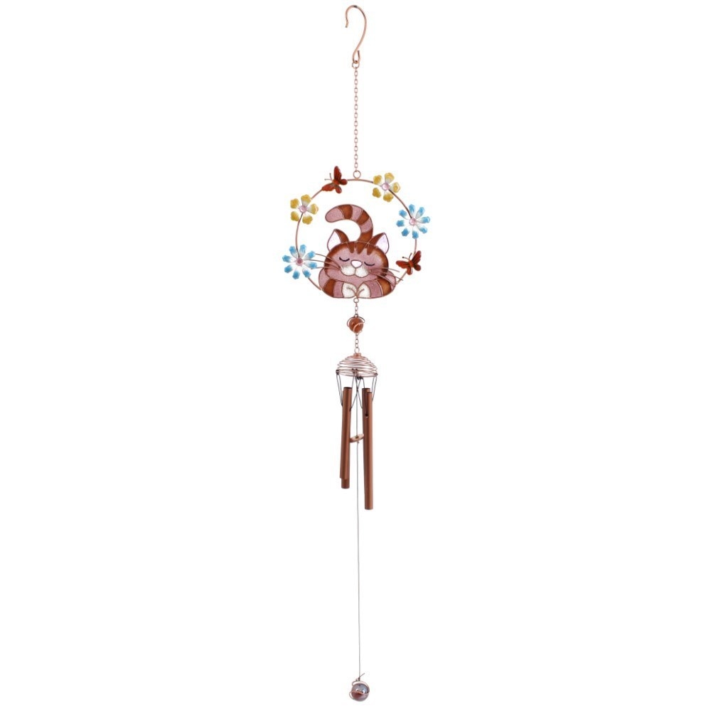 Cat In Flowers Wind Chime