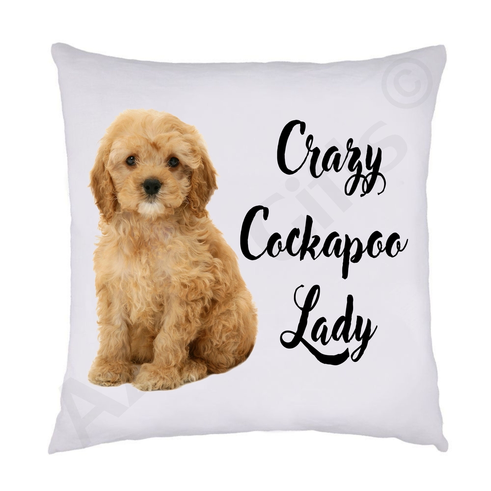 Crazy Cockapoo Lady Cushion (Brown)