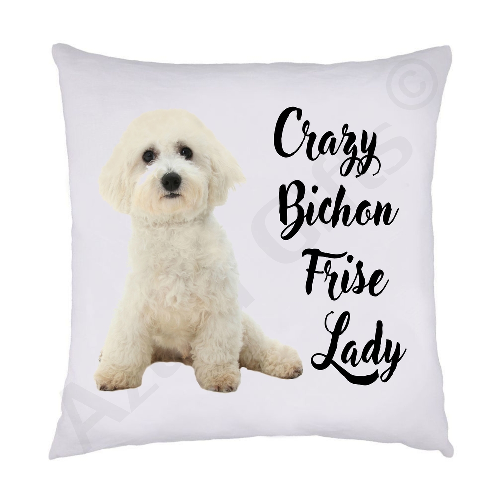 Crazy Bichon Frise Lady Cushion