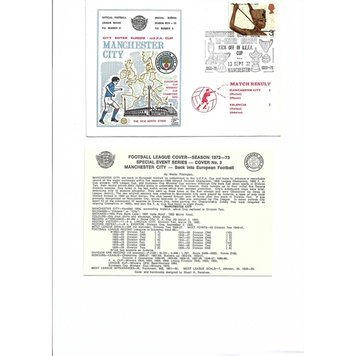 Manchester City v Valencia Football First Day Cover + Insert UEFA Cup 1972