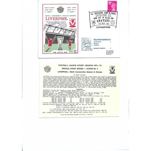 Liverpool v Eintracht Frankfurt Football First Day Cover + Insert  UEFA Cup 1972