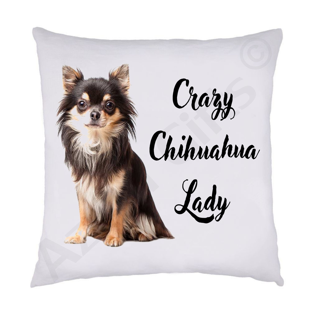 Crazy Chihuahua Lady Cushion (Brown)