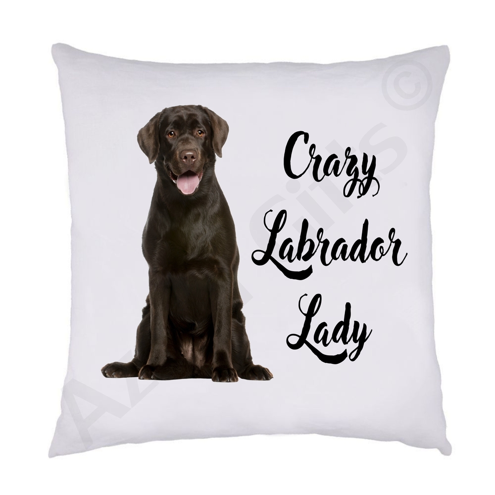 Crazy Labrador Lady Cushion (Dark Chocolate)
