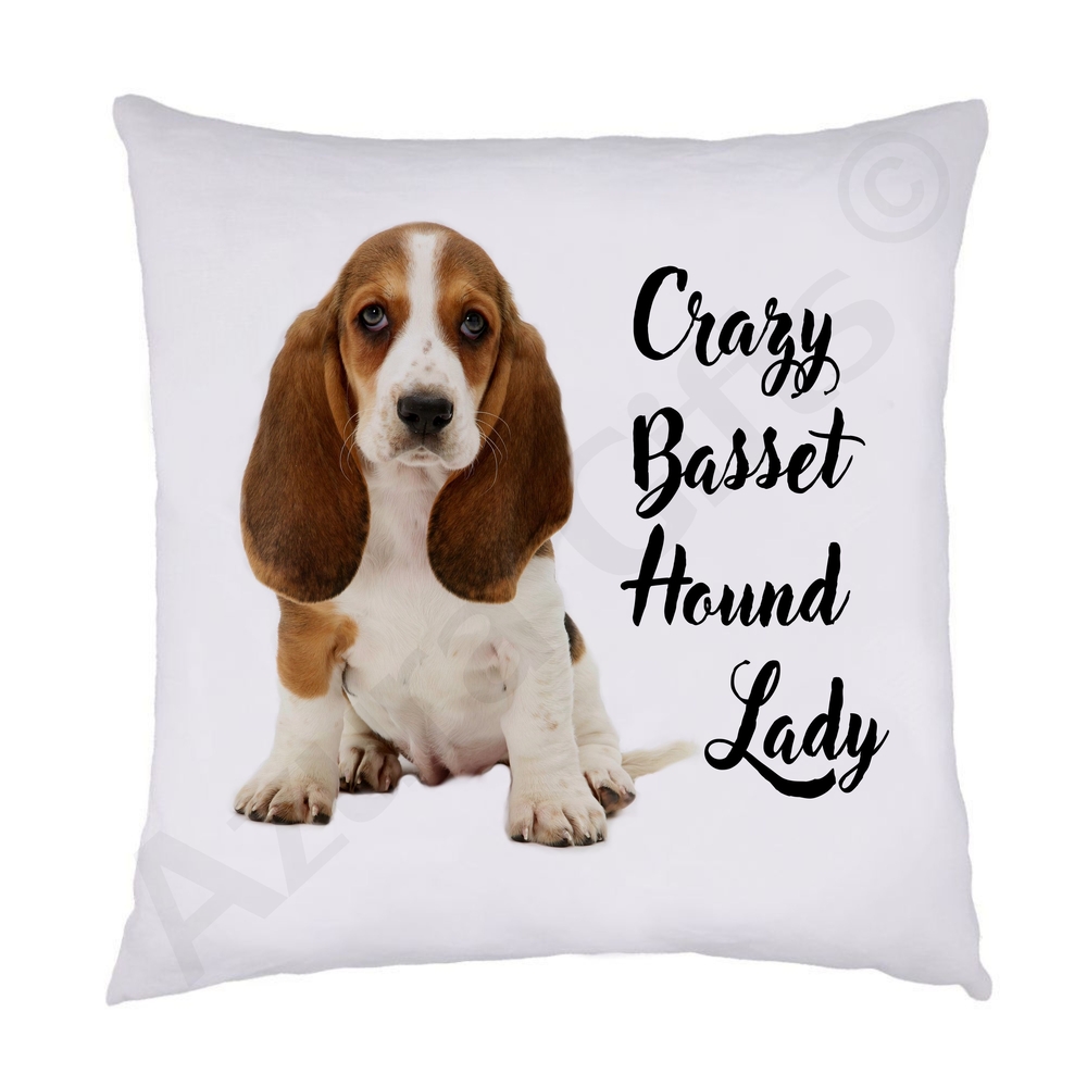 Crazy Basset Hound Lady Cushion