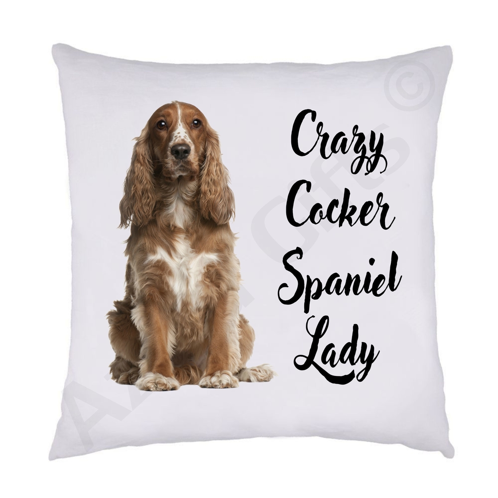 Crazy Cocker Spaniel Lady Cushion (English)