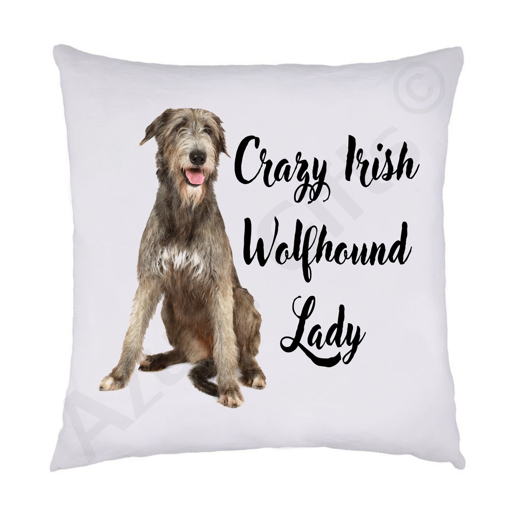 Crazy Irish Wolfhound Lady Cushion