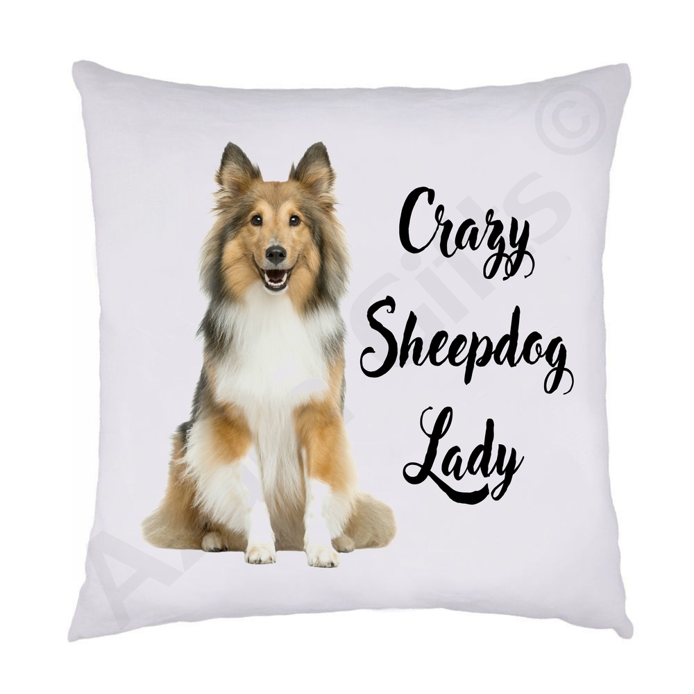 Crazy Sheepdog Lady Cushion (Shetland)
