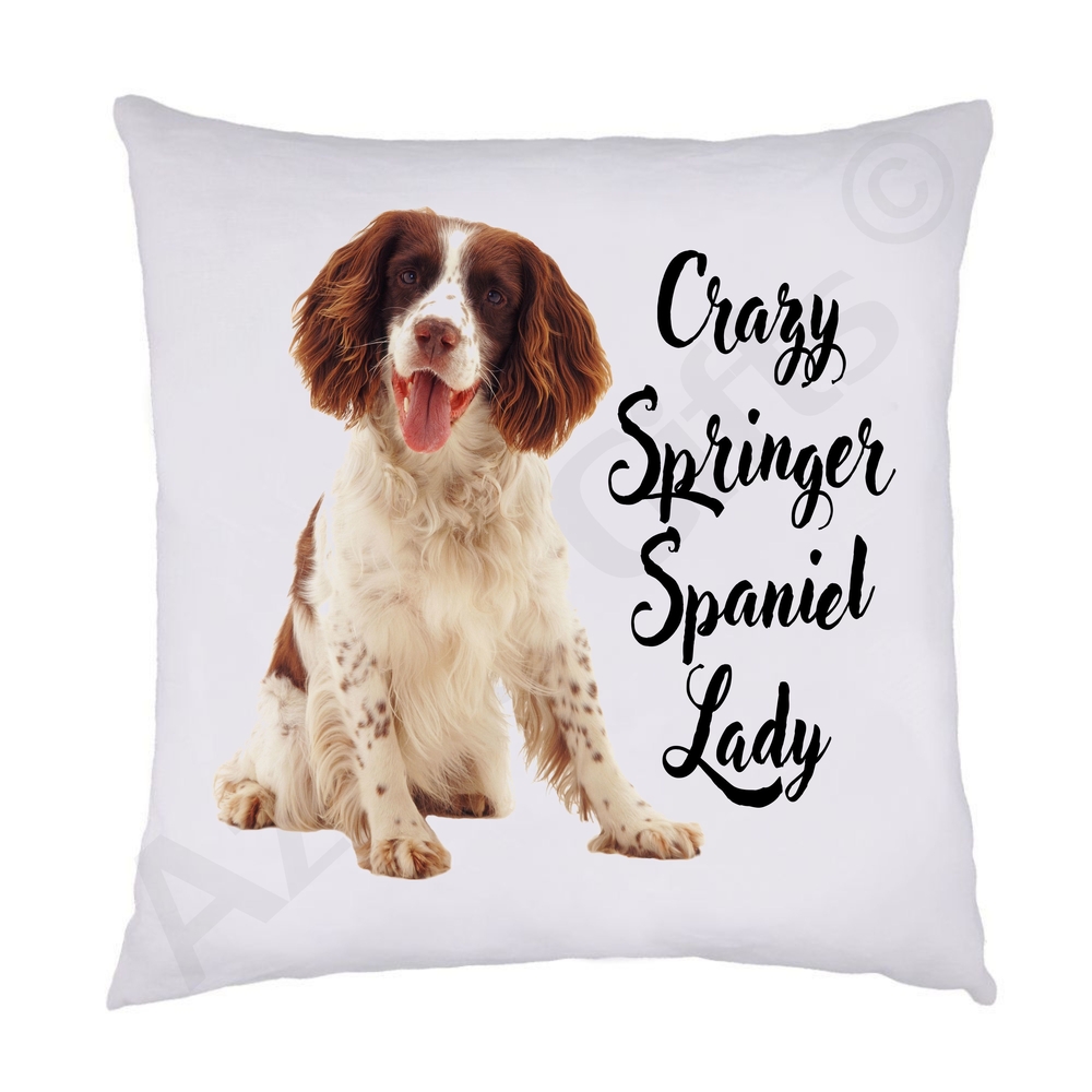 Crazy Springer Spaniel Lady Cushion