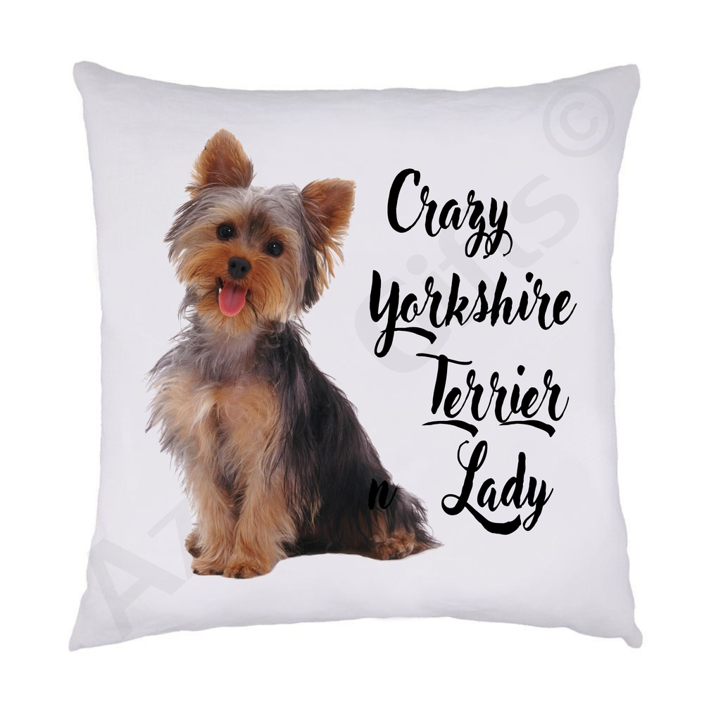 Crazy Yorkshire Terrier Lady Cushion