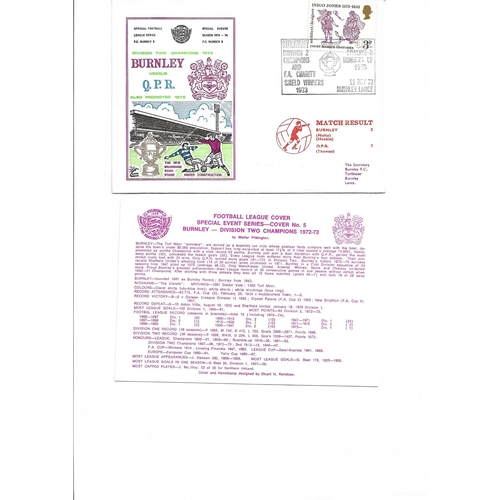 Burnley v Queens Park Rangers Football First Day Cover + Insert 1973