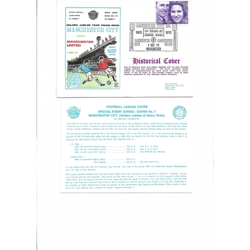 Manchester City v Manchester United Football First Day Cover + Insert Historical Cover 1973