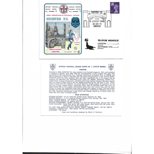 Chester v Southend United Football First Day Cover + Insert 1975