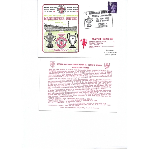 Manchester United v Sheffield United Football First Day Cover + Insert 1975