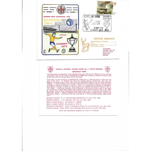 Mansfield Town v Cardiff City Football First Day Cover + Insert 1975