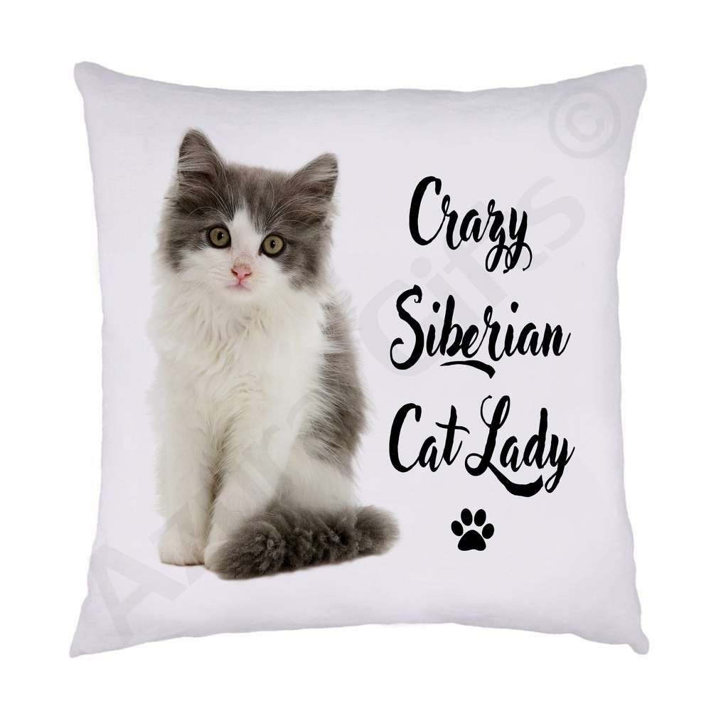 Crazy Siberian Cat Lady Cushion (Kitten)