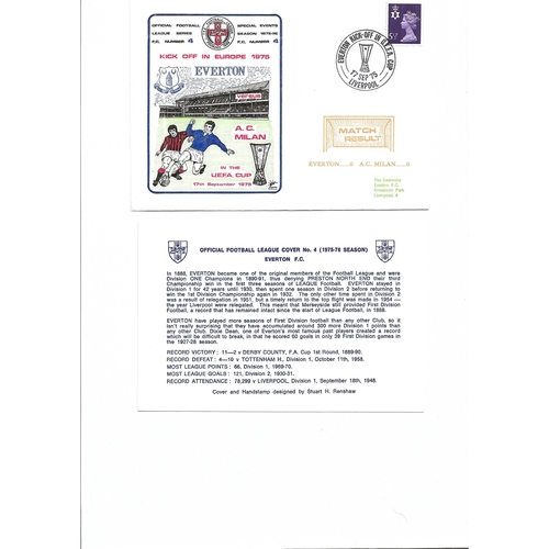 Everton v A.C Milan Football First Day Cover + Insert UEFA Cup 1975