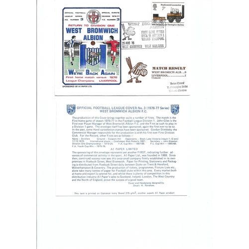 West Bromwich Albion v Liverpool Football First Day Cover + Insert 1976